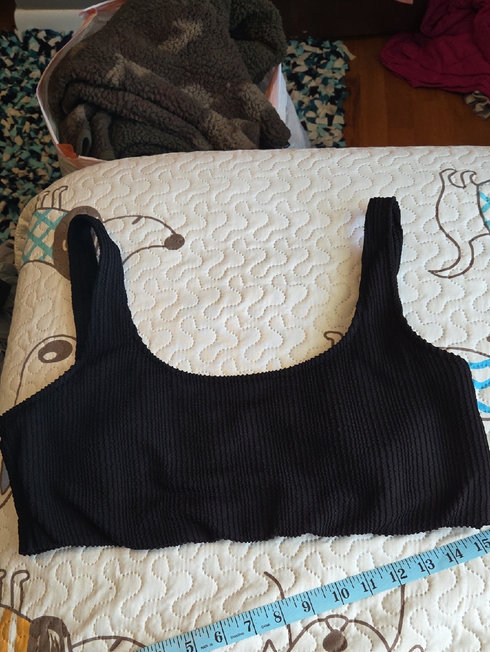 Old Navy Black Ribbed Swim Top